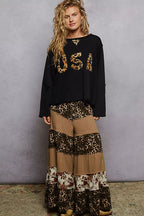 POL Sweatshirt Black Long Sleeve French Terry with USA Letter Animal Patch d23205dc-87bf-451e-ad75-b9e1bb06d5e0-Max-Origin Trendsi