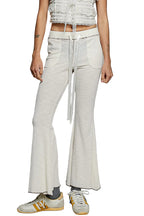 POL Drawstring Textured Ribbed Knit Flare Pants