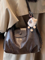 Adjustable Strap Medium Shoulder Bag Made of PU Leather