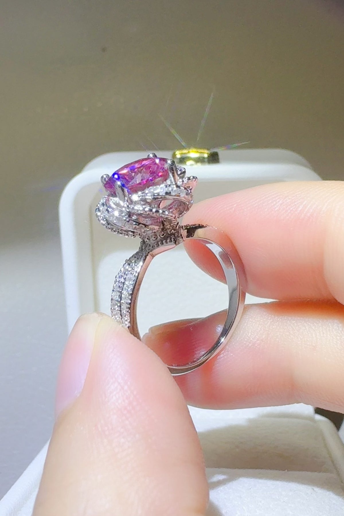 2 Carat Moissanite Ring 925 Sterling Silver Flower Shaper Platinum-plated d300234d-640b-4543-8ce8-10114ccd22fe-Max Trendsi