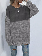 Women's Oversized Sweater Color Block Long Sleeve Knitwear d3060147-6cab-478f-a6ec-7c3fae564cef-Max-Origin Trendsi