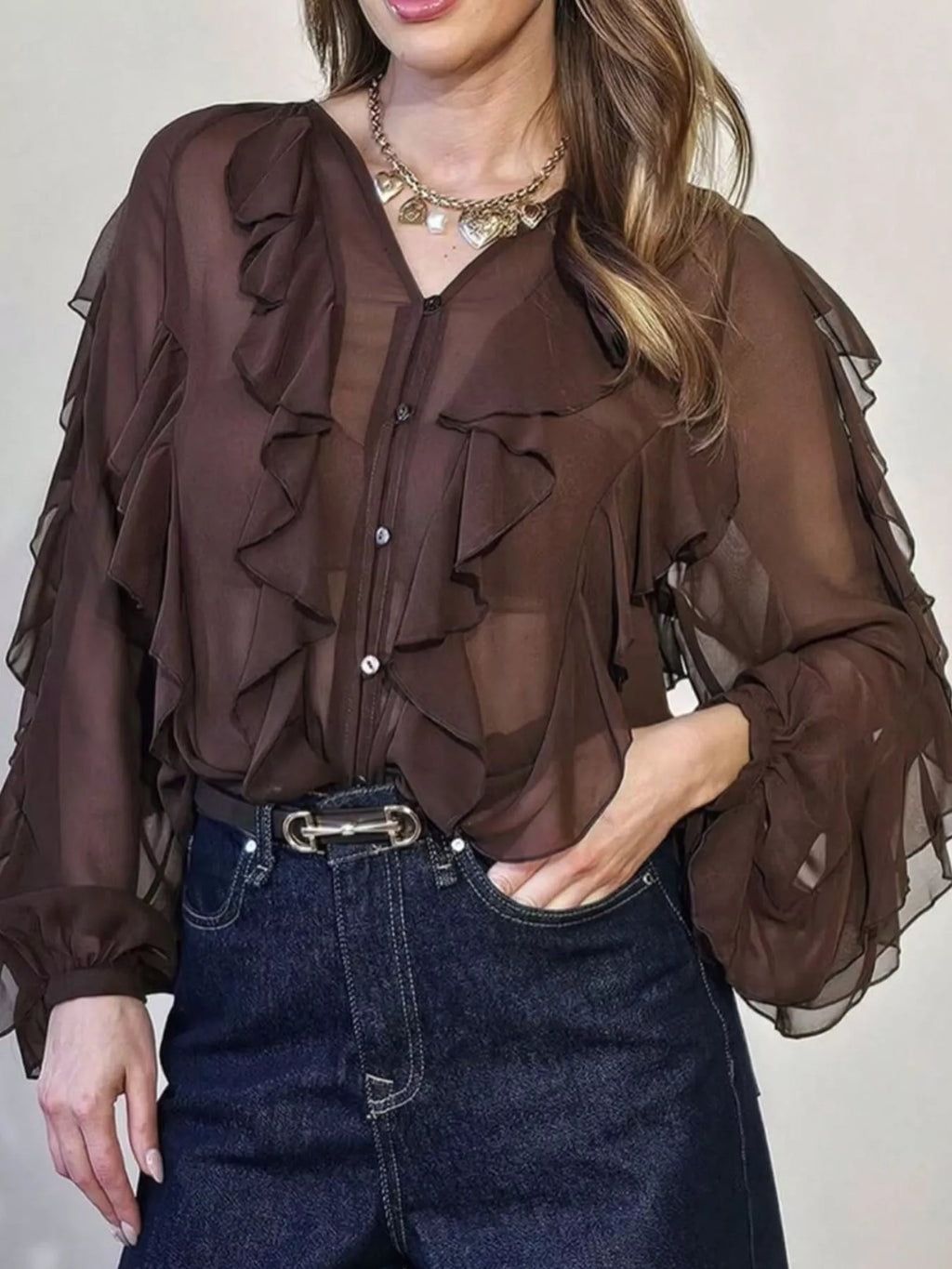 Womens Blouse Ruffled Layered Sheer Long Sleeve Top d30874d6-3174-4e55-9489-441145413788-Max-Origin Trendsi