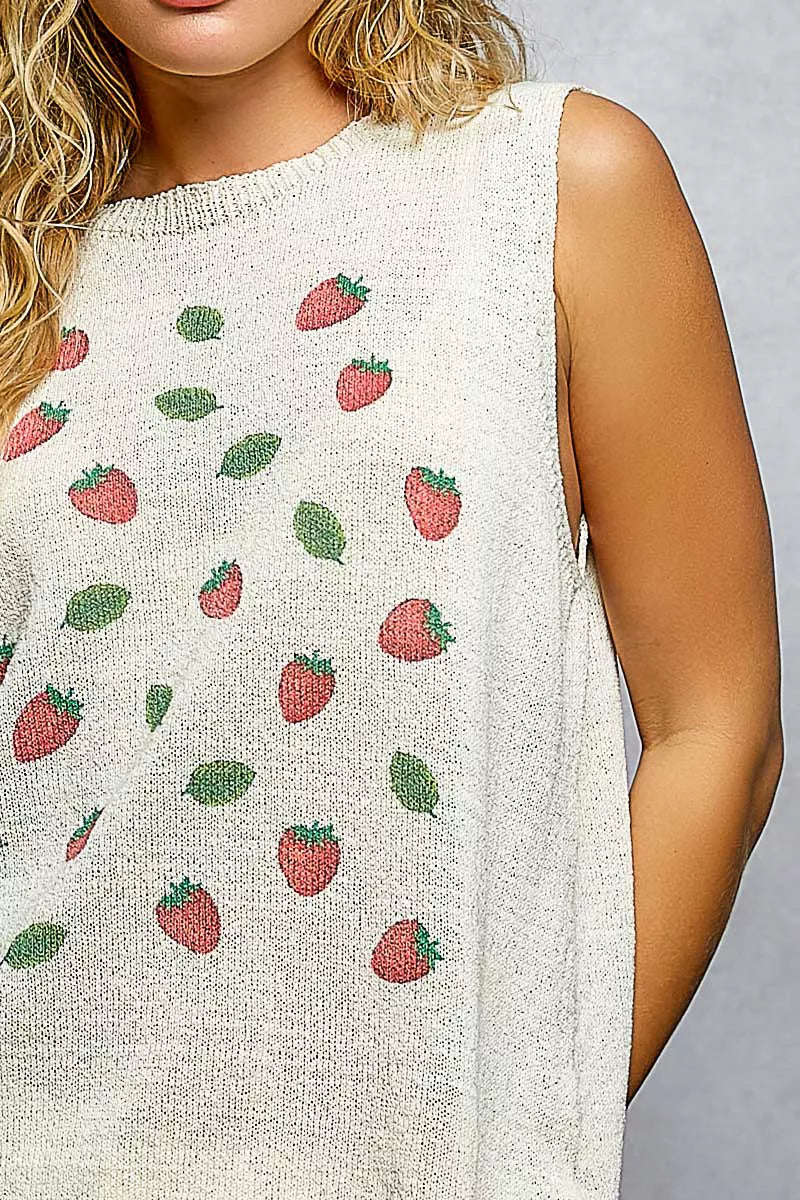 POL Strawberry Sweater Top Sleeveless Round Neck Oversized d30da0c0-6ed0-47a6-a7fa-44d9e5cf298d-Max-Origin Trendsi