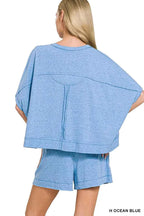 Zenana Exposed Seam Boxy Top & Shorts Set – Women’s Two-Piece Casual Outfit