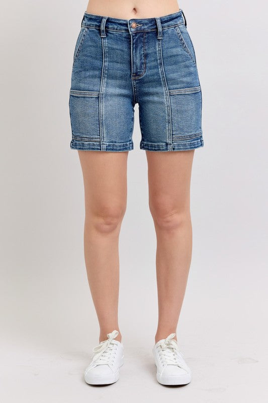 Judy Blue Denim Shorts High Rise Medium Wash S-3XL Medium d32c9540-ffe0-47ad-b992-157029aaca65-Max Trendsi