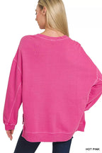 Zenana Womens Sweatshirt Hot Pink French Terry Pigment Dye & Enzyme Wash d33caaa2a6aa4df0aabdd02ac280e320-Max-Origin Trendsi