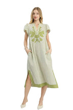 Umgee Striped Midi Dress with Lace Trim