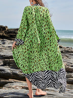 Beach Cover-Up Kimono Tropical Leopard Print Green Long Sleeve d36a82d3-dfe2-4b44-acca-e7013ac31378-Max-Origin Trendsi