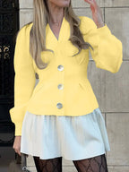Women's Cardigan Knit Ruffled V-Neck Button-Up Long Sleeve d374788e808848ffb4c0acb0c2a0fe00-Max-Origin Trendsi