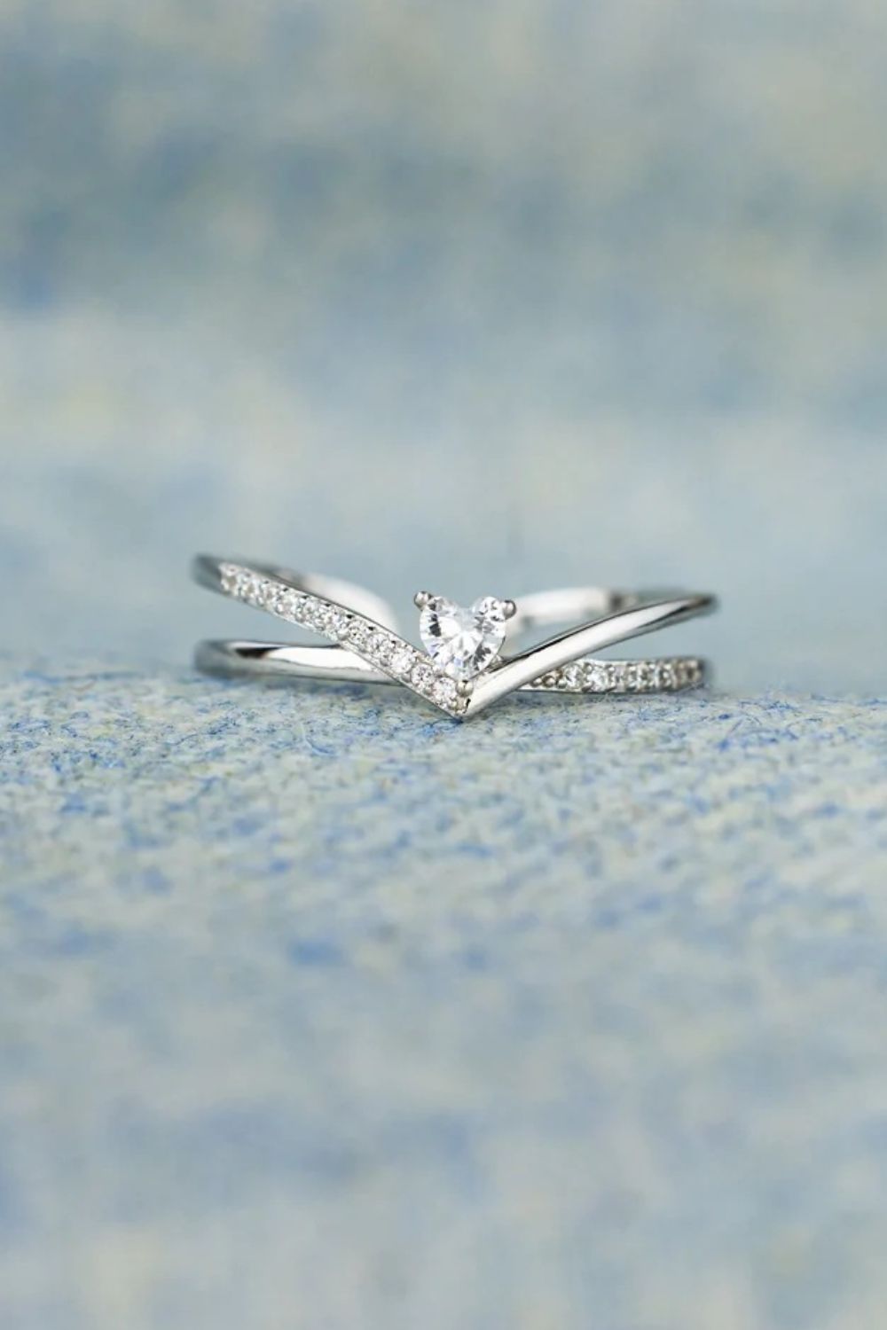 Inlaid Zircon Heart Open Ring 925 Sterling silver Adjustable Jewelry d3776df4-defd-4791-8076-c840a584adce-Max Trendsi