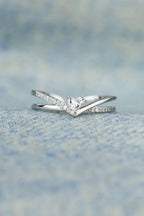 Inlaid Zircon Heart Open Ring 925 Sterling silver Adjustable Jewelry d3776df4-defd-4791-8076-c840a584adce-Max Trendsi