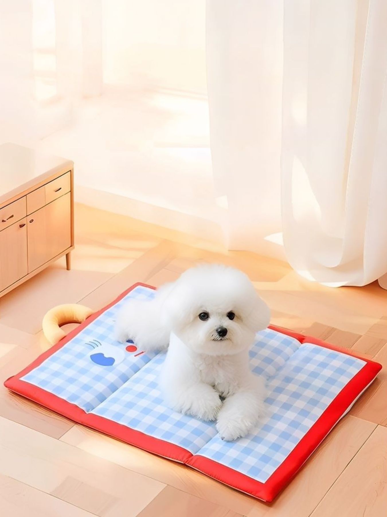 Plaid Pet Mat with Handle - Foldable Polyester Pet Bed, Multiple Sizes Available
