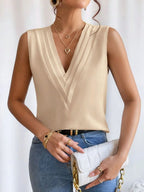 Cami Tank Top Women's V-Neck Pleated Sleeveless Elegant Blouse d39087c6-f295-4aa1-9b72-e8e7c338cfec-Max-Origin Trendsi