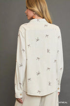 Umgee Shirt Linen Blend Fitted with Ribbon Embroidery Details Long Sleeve Top d39f9411-2d97-4d86-be43-3fdd04b48693-Max-Origin Trendsi