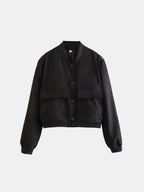 Leopard Cropped Women Jacket Baseball Collar Pocketed Snap Long Sleeve d3c24eb1-accd-455c-9690-d8625956a9c3-Max Trendsi