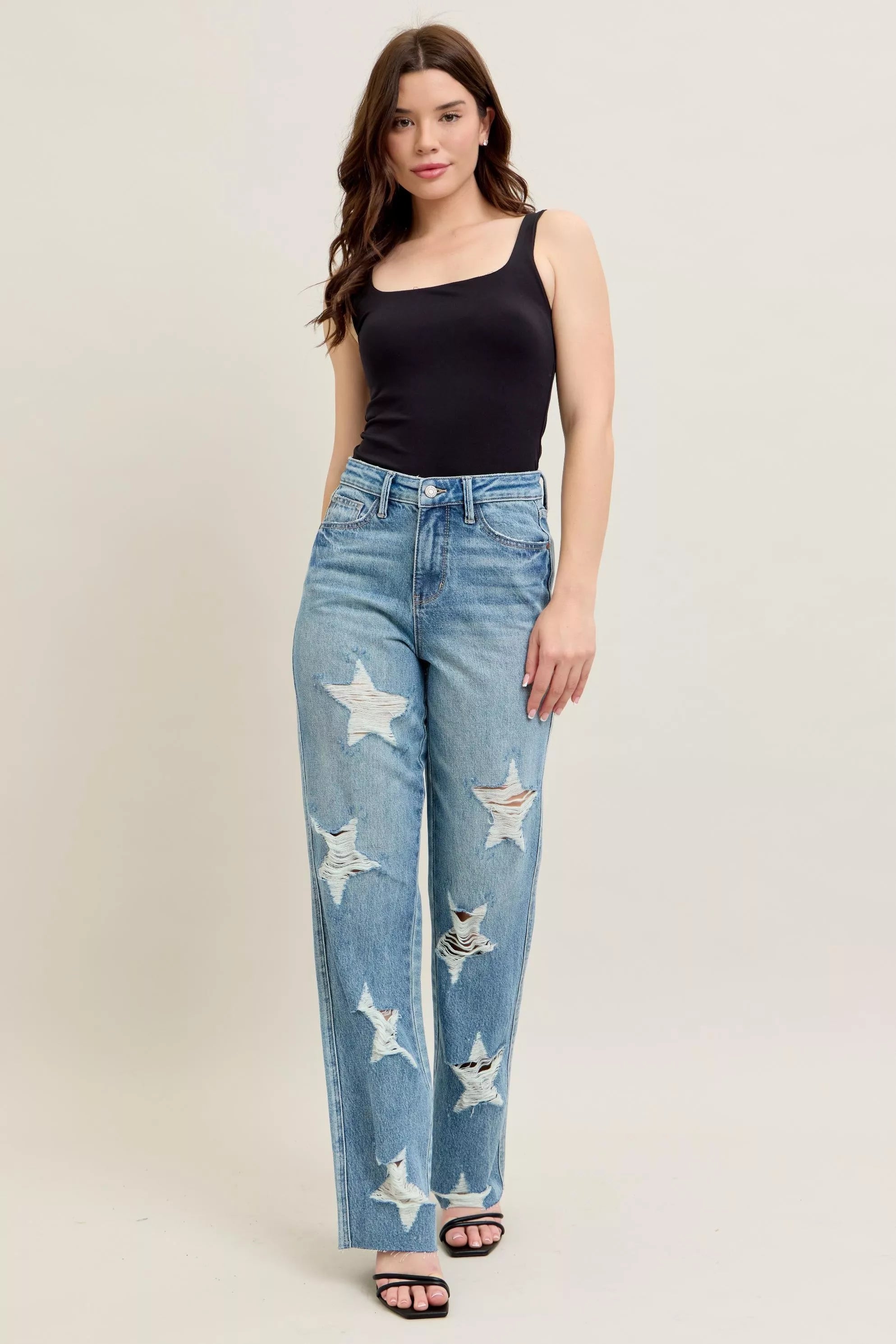 Judy Blue Rigid Magic Star Destroy 90's Straight High Waist Women's Denims d3cbbdf5095b466ab43d193c39d80a8c-Max-Origin Trendsi