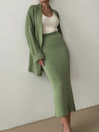 Outfit Set Women Knit Cardigan and Skirt Acrylic 2 Pcs Pocketed Long Sleeve d3cc4386-0c80-41a3-b36d-171e8dce6d2f-Max Trendsi