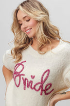 BiBi Metallic Letter Short Puff Sleeve Hairy Sweater d3f0edb5425c420489705c989f8e8cf8-Max-Origin Trendsi