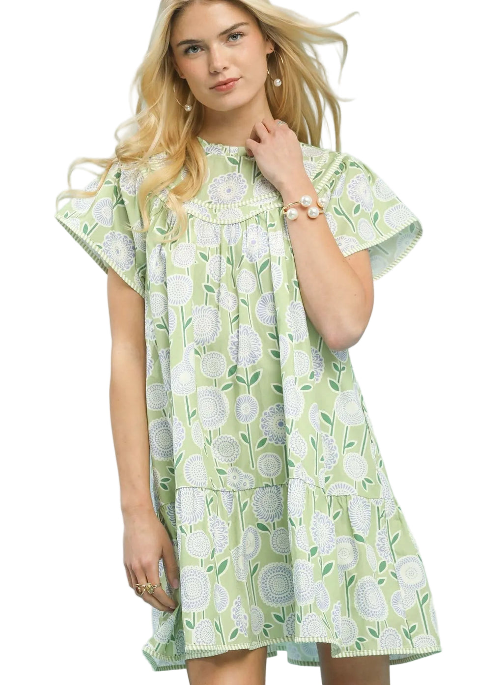 Umgee Floral Print Tiered Babydoll Dress Women’s Boho Summer S-L