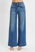 RISEN Women's Jeans High Rise Ankle Wide Seam Detailed Dark Washed Denim DARK d3fd6bca0064444c91df6ea9a90451c7-Max-Origin Trendsi