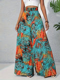 Tropical Print Wide-Leg Pants