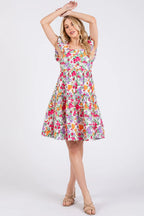 Mittoshop Mini Dress Ruffled Floral Ivory Flower Print Ruffle Shoulder A-line d408883561be42ebba577094c65ec1d9-Max-Origin Trendsi