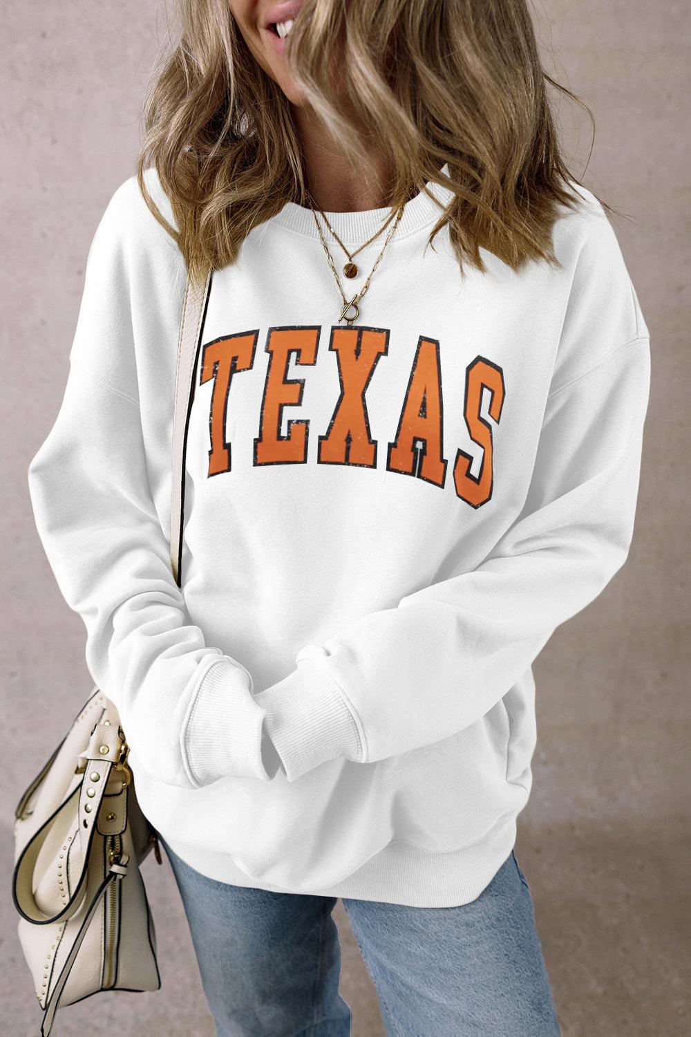 TEXAS Sweatshirt Round Neck Dropped Shoulder Long Sleeve White d40b3d15-edef-43a9-87da-a2e488646e1a-Max Trendsi