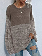 Women's Oversized Sweater Color Block Long Sleeve Knitwear d442c3b7-1364-4509-8e24-4a8639fa92db-Max-Origin Trendsi