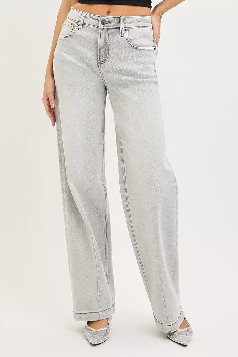 RISEN Womens Baggy Jeans Light Gray Slouchy with Contrast Stitching Denim d458cc471e5146a2a905086b6a5c2348-Max-Origin Trendsi