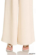 Zenana Woven Airflow Elastic Waistband Pants