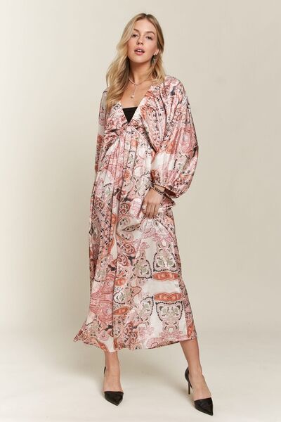 ADORA Midi Dress Printed V-Neck Batwing Long Sleeve d469820f-8d39-4e93-a933-0b2a09a845ac-Min Trendsi