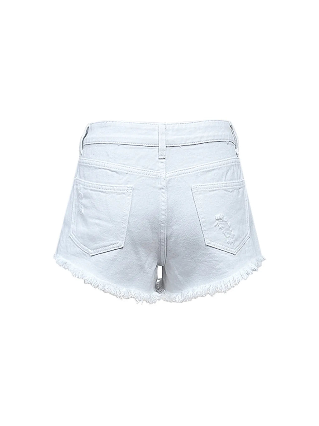Women's Denim Shorts White Raw Hem High Waist Distressed Jeans d48fdfbfb1ab4ce3b85a8149187dc105-Max-Origin Trendsi