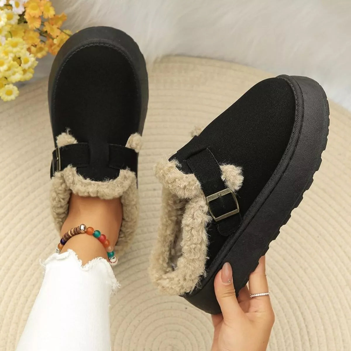 Women's Slip-Ons Fluff Fleece-Lined Round Toe Platform Mid Heels Shoes d4cb9b76c18340a7b5b24e09a02a1e66-Max-Origin Trendsi