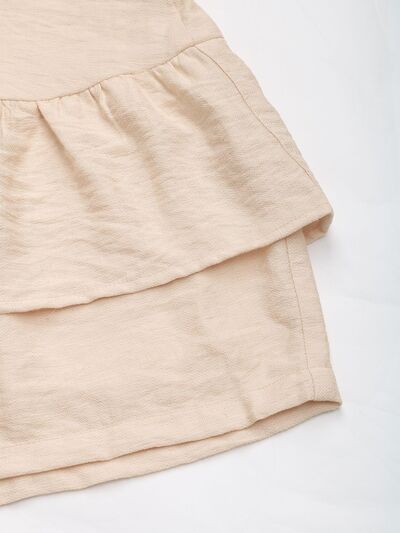 Perfee Shorts Tan Layered High Elastic Waist Women's Summer Beach Shorts d4cb9ebc-e9f7-4624-9288-ca3636fd602a-Min Trendsi