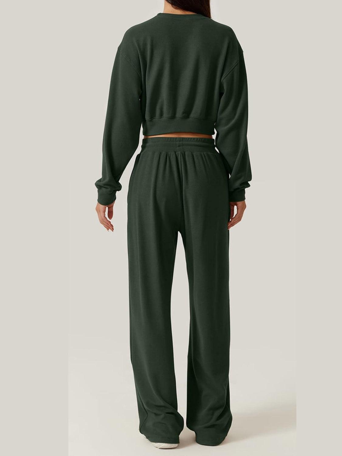 Outfit Set Crisscross Twist Round Neck Top and Drawstring Pants Set Army Green d4d5e8ce-8e76-47fe-abd9-d7e88f80b757-Max Trendsi