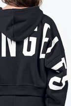American Bazi Black Cropped Hoodie Women's Letter Graphic Long Sleeve Top d4da47a8-5a8d-4490-a841-c5750dba820f-Min Trendsi