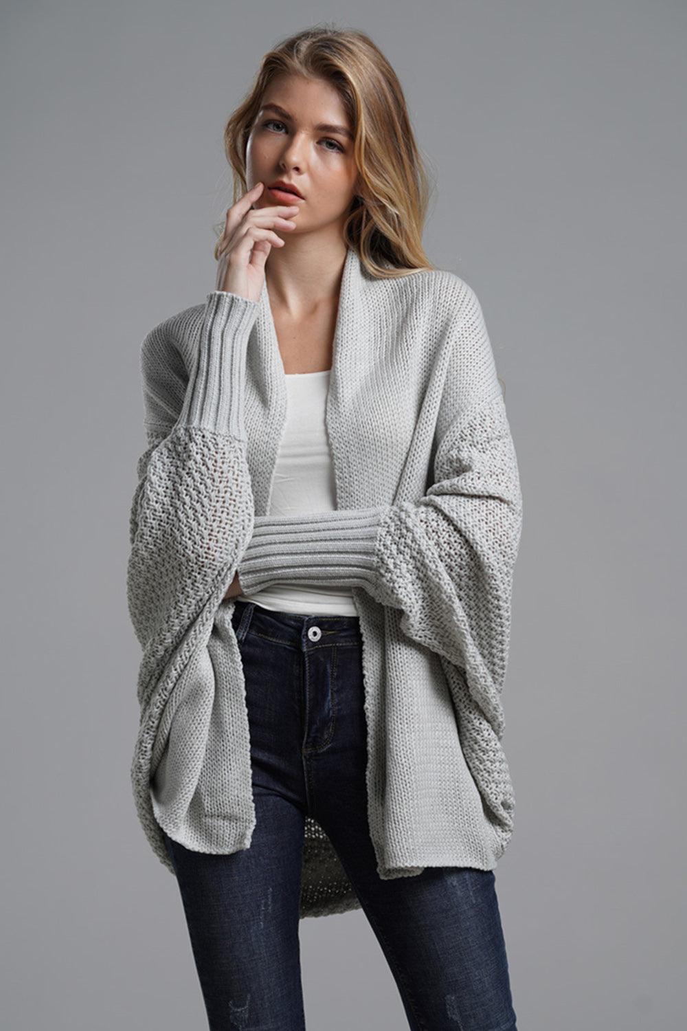 Knit Cardigan Oversized Batwing Long Sleeve Open for Women