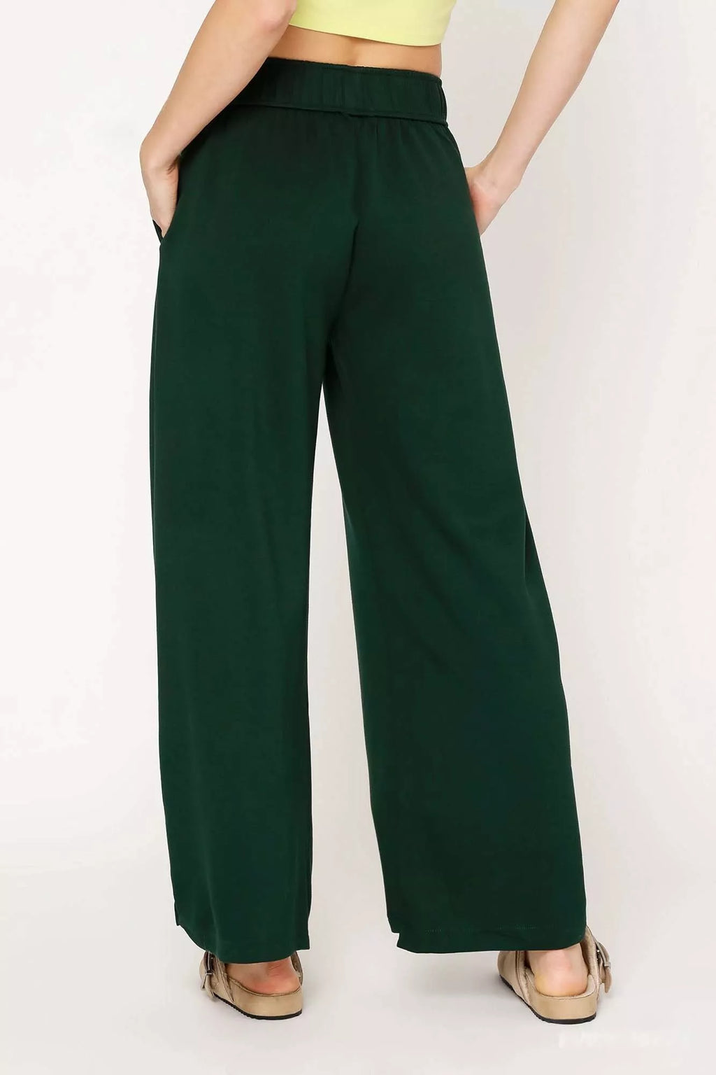 Umgee Womens Elastic Wide Leg Pants Green Drawstring Waistband d52b7ae7-44d5-430c-9917-35140a13b91b-Max-Origin Trendsi