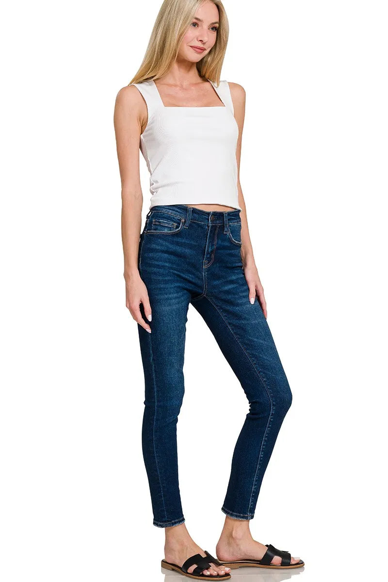 Zenana Tank Top White Ribbed Seamless Double Layered Square Neck d538c751d0aa4ef8ae7ffb2df214fb63-Max-Origin Trendsi