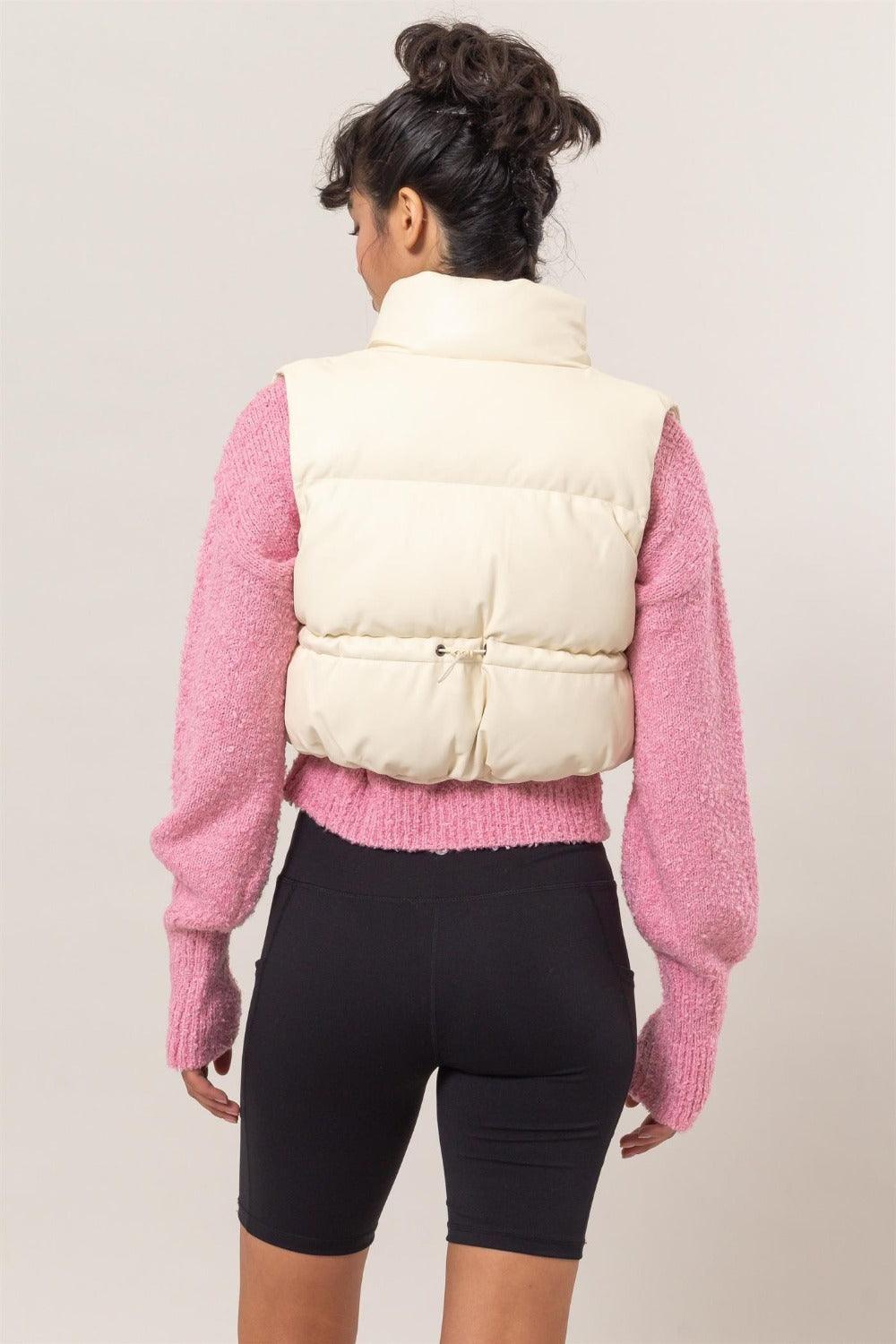 Solid Quilted Vest HYFVE Pocketed Sleeveless Coat d552ddfc-4d0c-4b5e-84a1-ea47fa159822-Max Trendsi