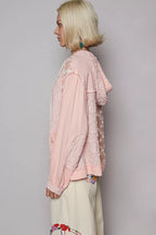 POL Womens Hooded Jacket Pink Exposed Seam with Floral Lace Detail d55a5aea-d926-46dd-beb0-7d0c05b2dbe4-Max-Origin Trendsi