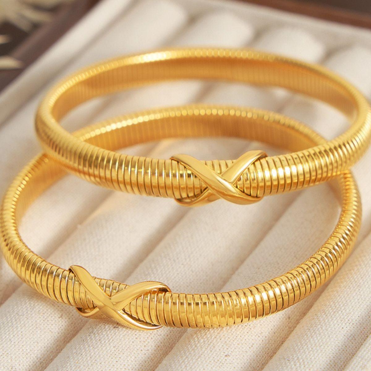 Bracelet 8K gold-plated Titanium Steel Spring Shape d5662cca-a449-49cc-a307-e1f9ee4e2cca-Max Trendsi