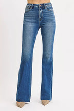 RISEN Women's Flare Jeans High Rise Dark Blue Washed Denim Pants DARK d56fc83e4cc1437e83f3e47519bdc6bb-Max-Origin Trendsi