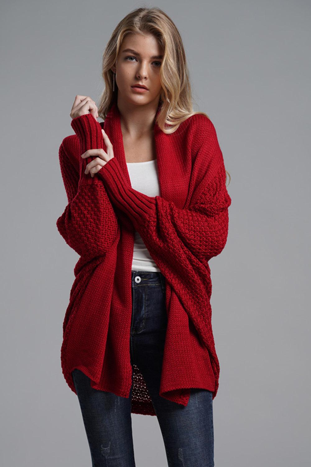 Knit Cardigan Oversized Batwing Long Sleeve Open for Women