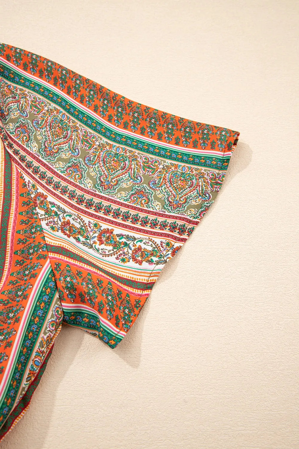 Bohemian Mini Dress Floral Print Buttoned V Neck Ruffle Short Sleeve d57bd18d-80ac-47fe-a590-44ce57c04c8d-Max-Origin Trendsi