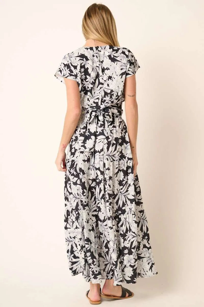 Mittoshop Top and Skirt Set Tropical Print Black Ruffled Maxi Floral d58aed2102074710a6be45377726913d-Max-Origin Trendsi