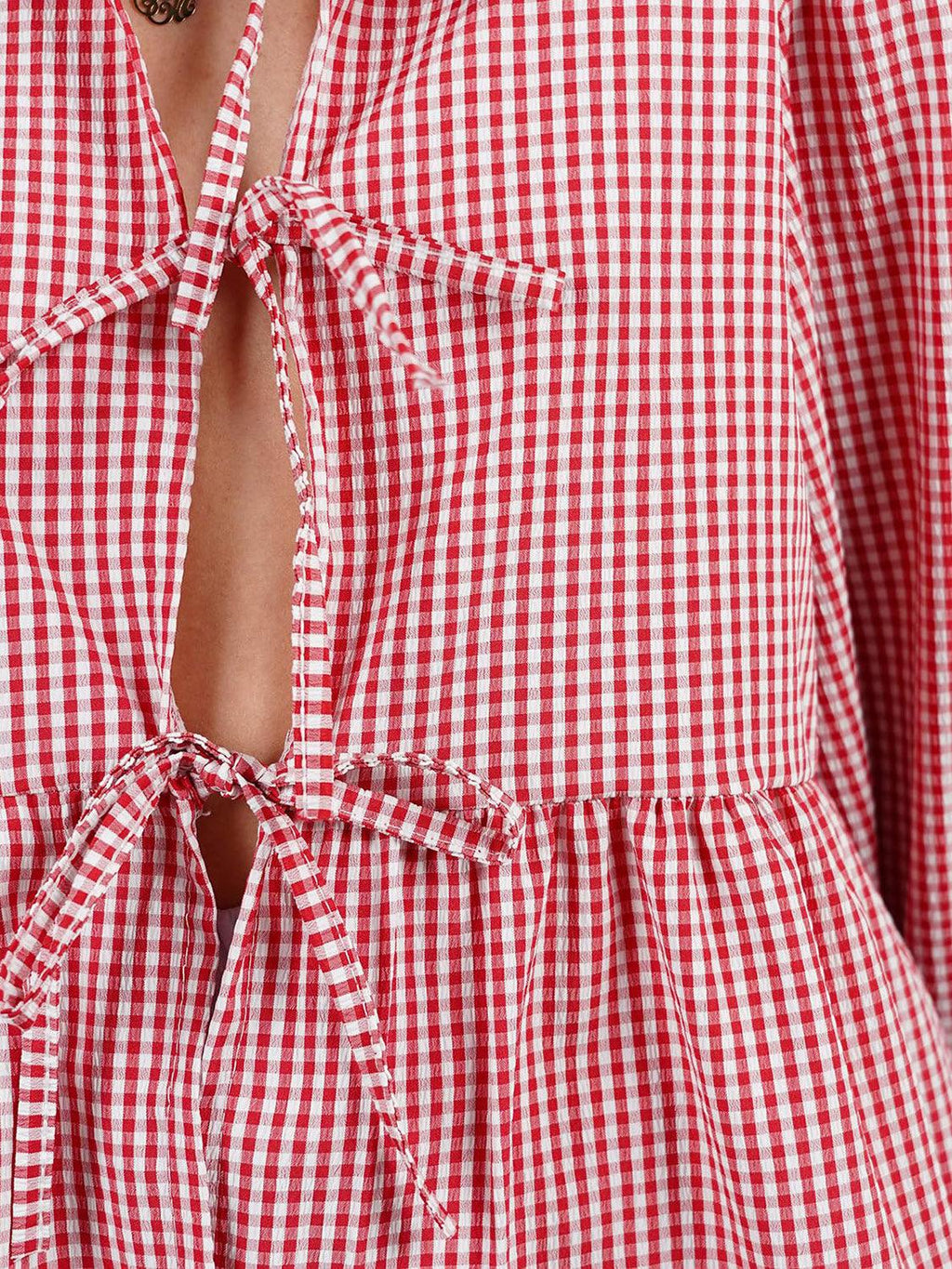 Blouse Front Tied Round Neck Long Sleeve Cotton Blend Tops d58e3f39-fba3-4986-b929-1d0462b17099-Max_8c335b73-2616-4b7e-8bd3-503ff89a7410 Trendsi