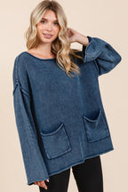 Mittoshop Sweater Mineral Wash Patch Pocket Cut Edge d59e612d-86bb-4fb0-af35-f6d662af8195-Max Trendsi