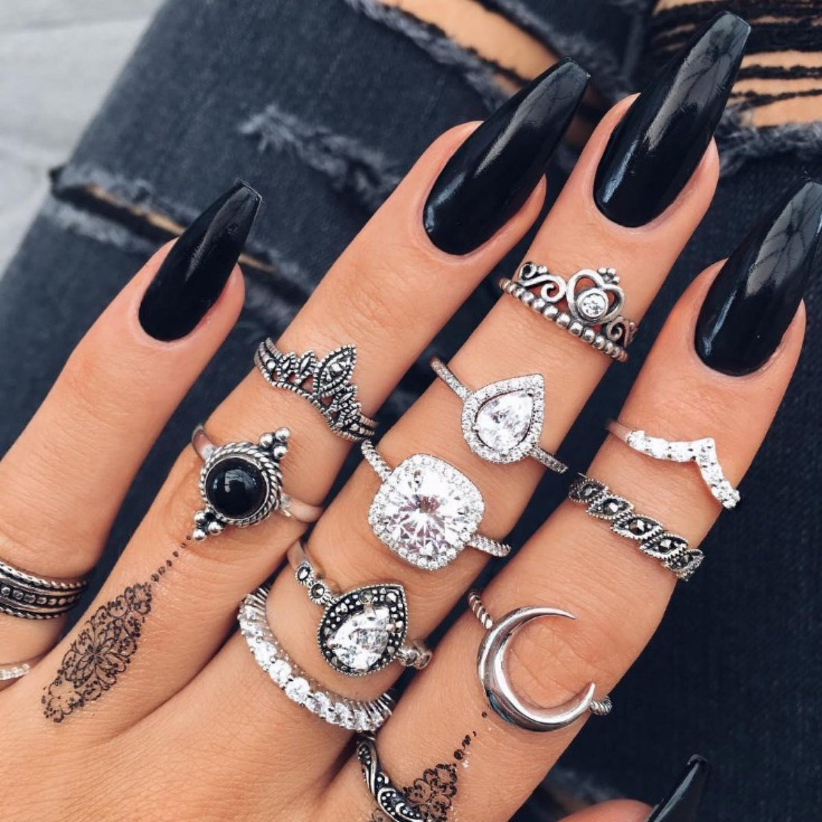 11-Piece Ring Set Alloy Synthetic Crystal Women Fashion Jewelry One Size Silver One Size d5e6a23b-1816-4cc6-9fb5-bb884010c832-Max Trendsi