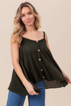 BiBi Cami Top Popcorn Waffle Black Knit with Buttoned Front Oversized d5f09f6520934ca8916c639a908d7bbc-Max-Origin Trendsi